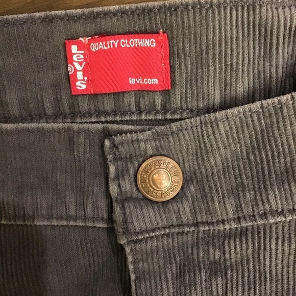 Levi’s 20W Corduroy Y2K Vintage Maxi Skirt Gray Pockets Logo 43” Waist - Picture 10 of 14